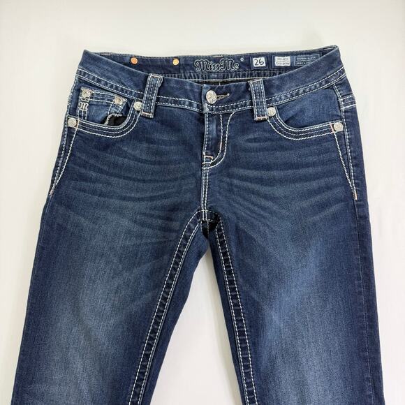 Women's Miss Me Jeans Mid Rise Easy Skinny Embellished Pockets Size 29 JE8461ESR - Picture 3 of 8